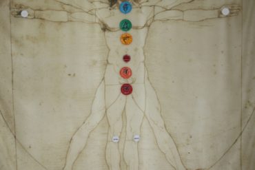 L'homme de Vitruve décoré des 10 chakras